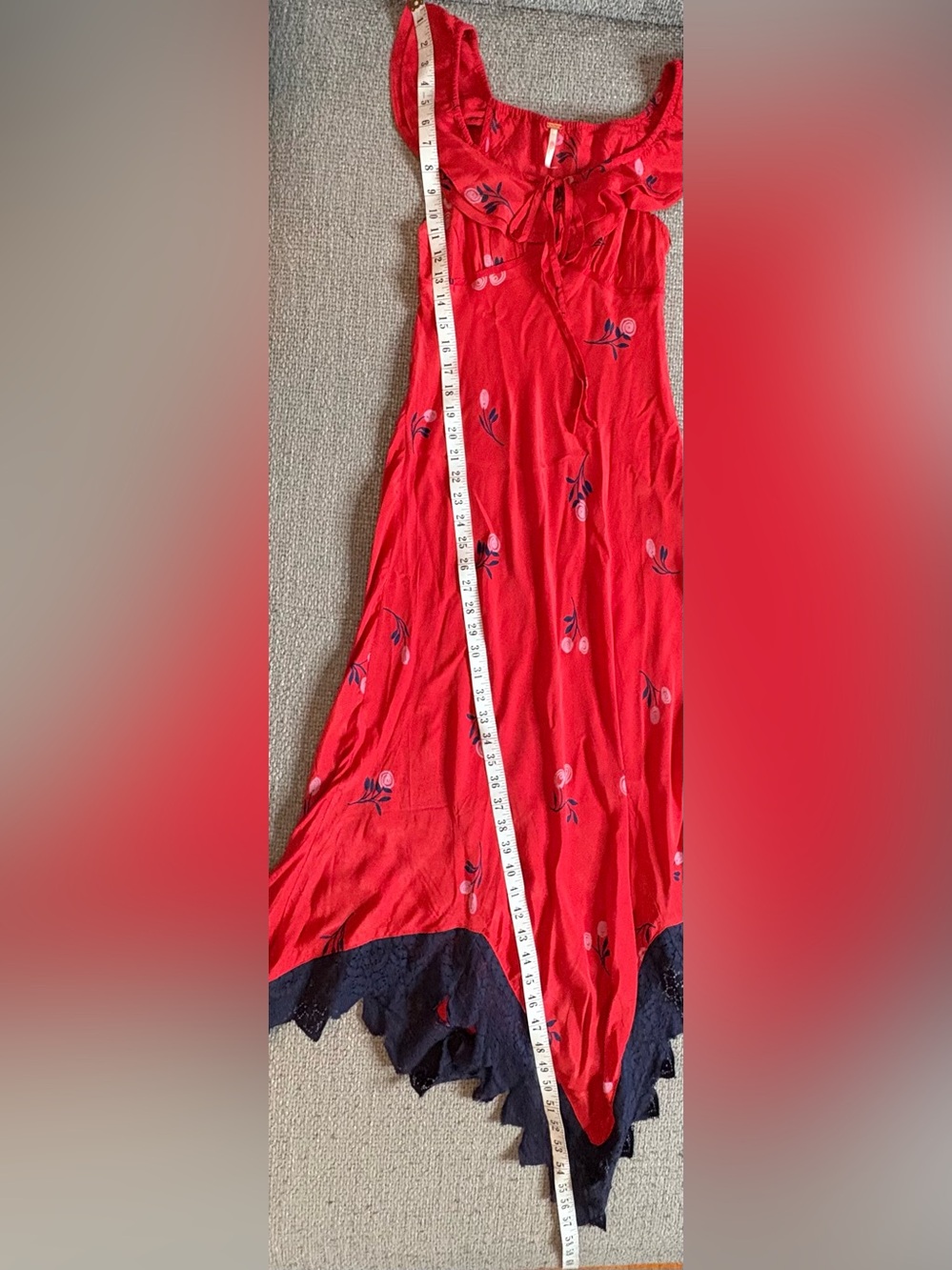 Free People Flock Together Midi Dress Red Lace Hem Size Small NWT - Picture 9 of 15